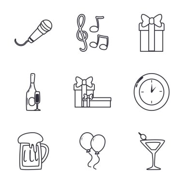 Mutlu yeni yıl çizgisi biçimi koleksiyon vektör tasarımı