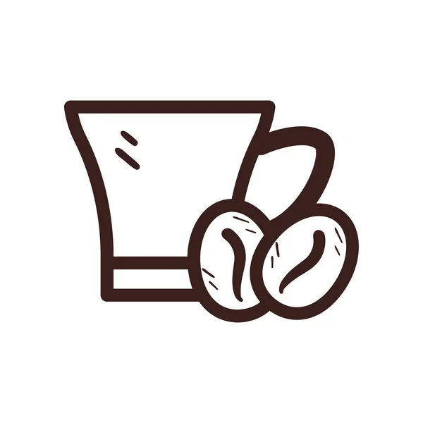 Hrnek na kávu s fazolemi styl ikony vektor design — Stockový vektor