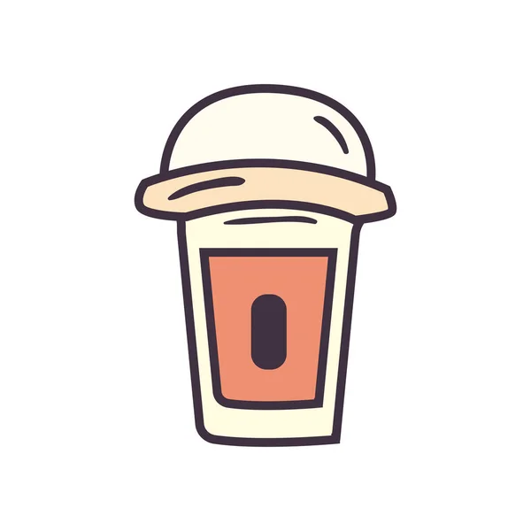 Кружка чая с линией покрытия и стиль заливки иконка векторный дизайн — стоковый вектор