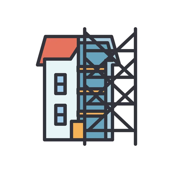 Σπίτι με σκάλες γραμμή και συμπληρώστε το στυλ εικονίδιο διάνυσμα σχεδιασμό — Διανυσματικό Αρχείο