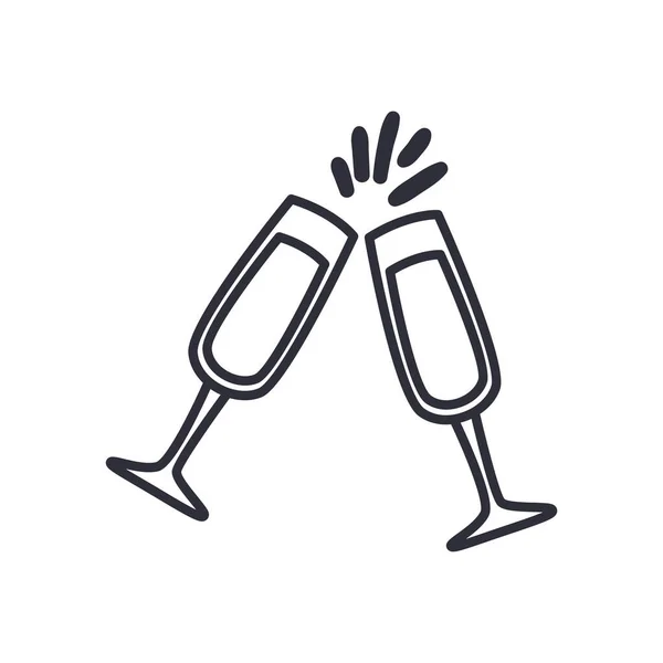 Кубки шампанского линейный стиль иконка векторный дизайн — стоковый вектор