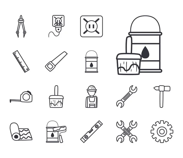 Linia budowlana styl zestaw ikon wektor projektowania — Wektor stockowy