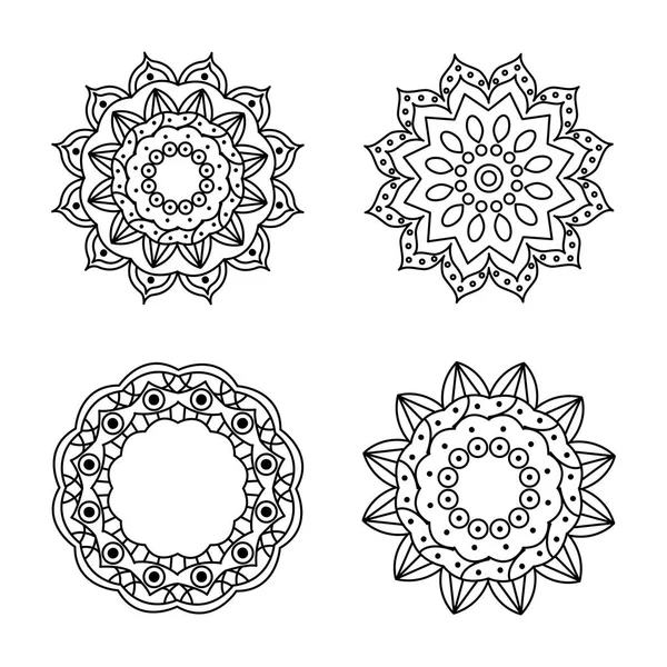 Decoratieve mandala 's icoon set, lijn stijl — Stockvector