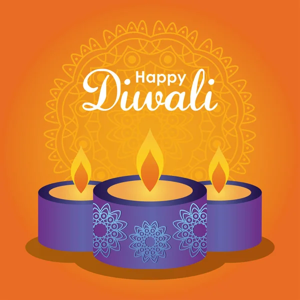 Diwali festival design met prachtige kaarsen — Stockvector