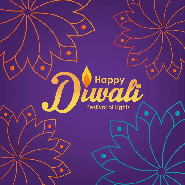 Happy diwali design met mooie mandala 's — Stockvector