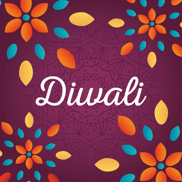 Design de festival diwali com rangolis coloridos — Vetor de Stock
