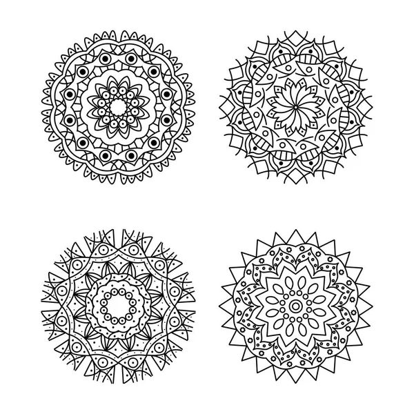 Ikon uppsättning dekorativa mandalas — Stock vektor