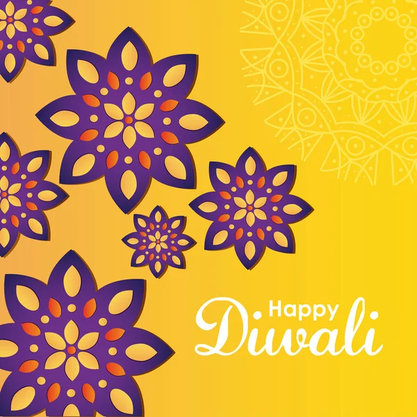 Diwali festival design met kleurrijke rangolis — Stockvector