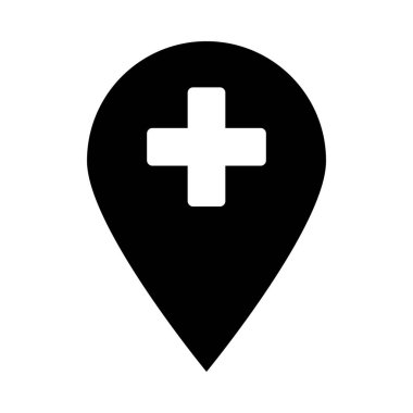 tıbbi haç simgesine sahip konum rozeti, siluet biçimi
