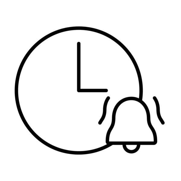 Klocka med väckarklocka ikon, linje stil — Stock vektor