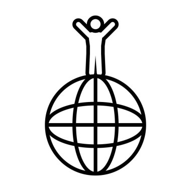Piktogram adamı küresel bir kürede, çizgi biçimi