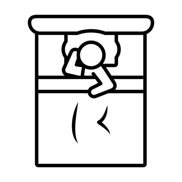 Πάνω όψη του ανθρώπου που κοιμάται στο κρεβάτι εικονίδιο, στυλ γραμμή — Διανυσματικό Αρχείο