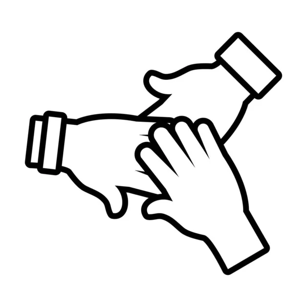Solidární ikona rukou, styl čáry — Stockový vektor