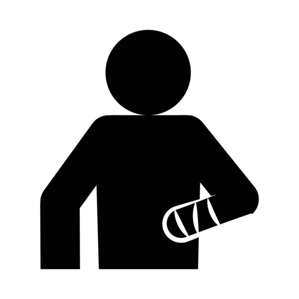 Pittogramma uomo con benda in mano, stile silhouette — Vettoriale Stock