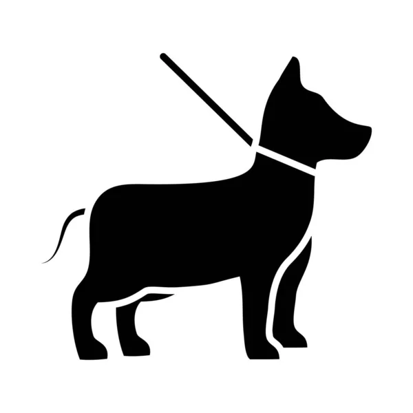 Dog on leash icon, silhouette style — Stock Vector