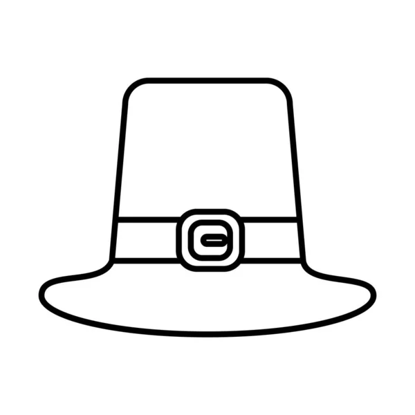 Pilgrim hatt ikon, linje stil — Stock vektor