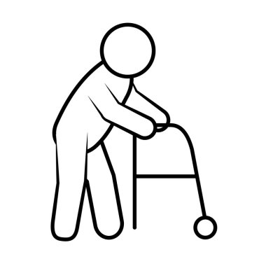 Bir yürüteç simgesi ile pictogram adam, satır biçimi