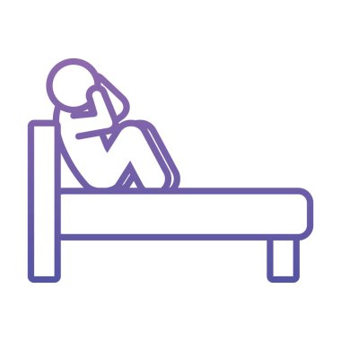 Uykusuzluk tasarımı, erkekler uykusuzluk çekiyor. Yatakta oturuyorlar, eğilim tarzı.