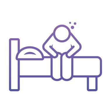 Uykusuzluk tasarımı, Uykucu Adam yatak simgesinde oturuyor, gradyan tarzı.