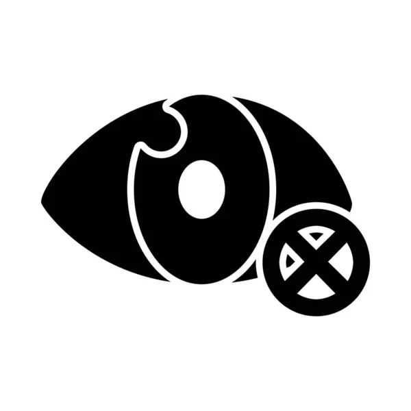 Símbolo cego de um olho aberto com sinal proibido, estilo de silhueta —  Vetores de Stock