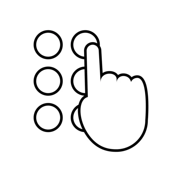 Fogyatékosság koncepció, kéz braille ábécé ikon, vonal stílus — Stock Vector