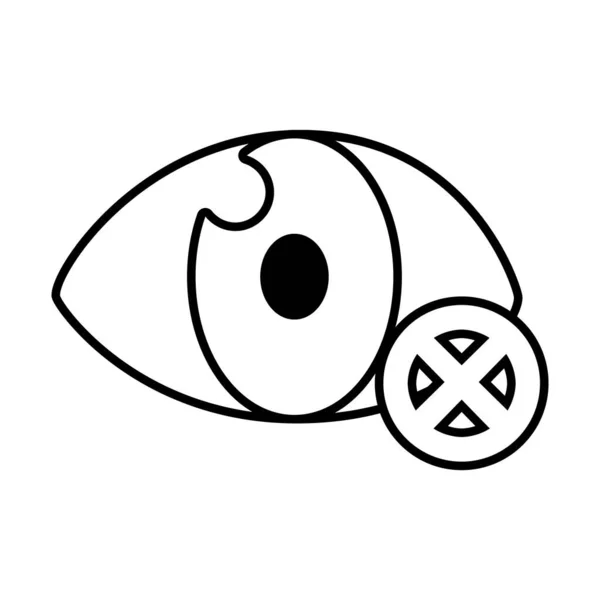 Blindes Symbol eines geöffneten Auges mit verbotenen Zeichen, Linienstil — Stockvektor