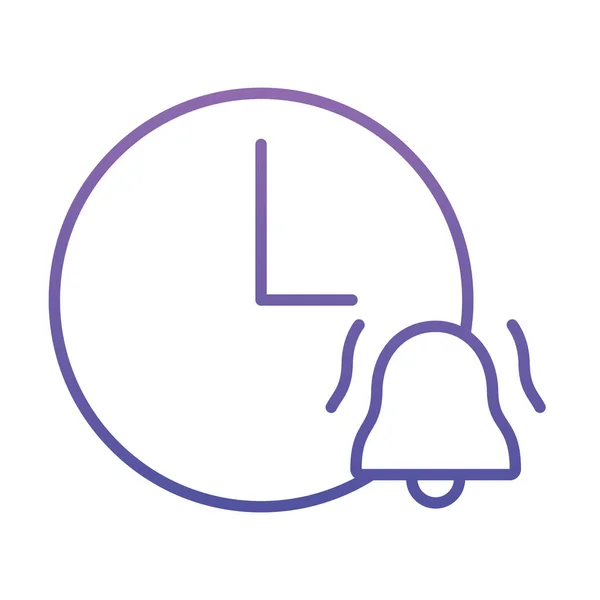Relógio com ícone de sino de alarme, estilo gradiente — Vetor de Stock