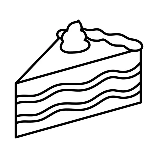 Pedazo de icono de pastel, estilo de línea — Vector de stock