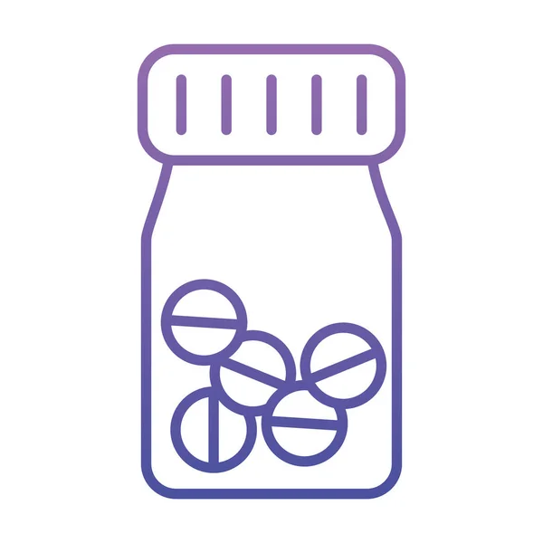 Medicijn pillen fles pictogram, gradiënt stijl — Stockvector