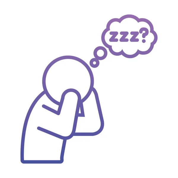 Desain insomnia, pictogram Man Menderita Dari kurangnya Ikon Tidur, gaya gradien - Stok Vektor