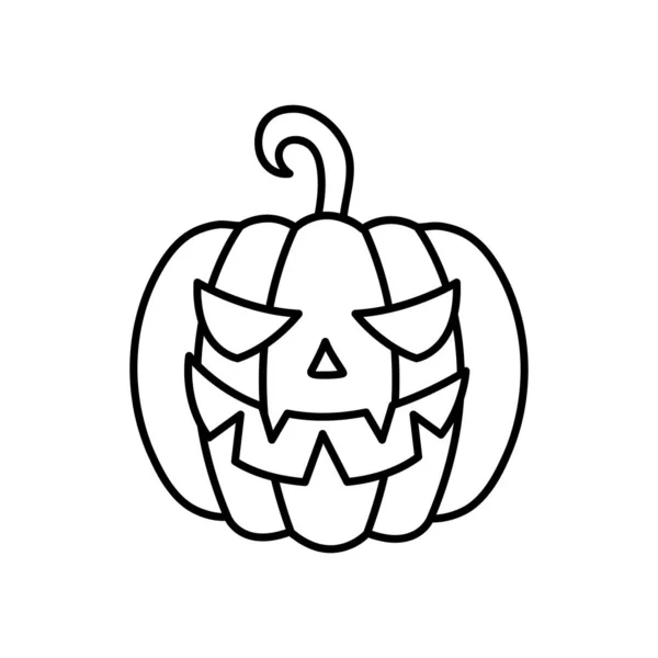 Icono de la calabaza de Halloween de dibujos animados, estilo de línea — Vector de stock