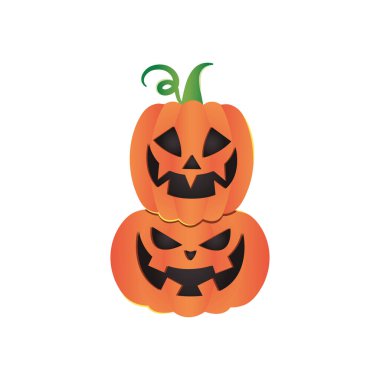 Bir yığın Cadılar Bayramı balkabağı simgesi, düz stil