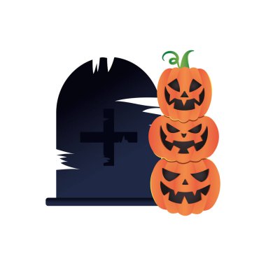 Cadılar bayramı mezarı ve balkabakları, renkli tasarım