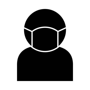 Ağız maskesi kullanan resim sanatçısı, siluet tarzı.