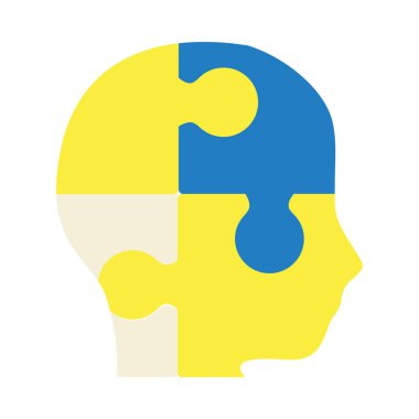 down sendromu konsepti, kafa şeklinde yapboz, düz stil.