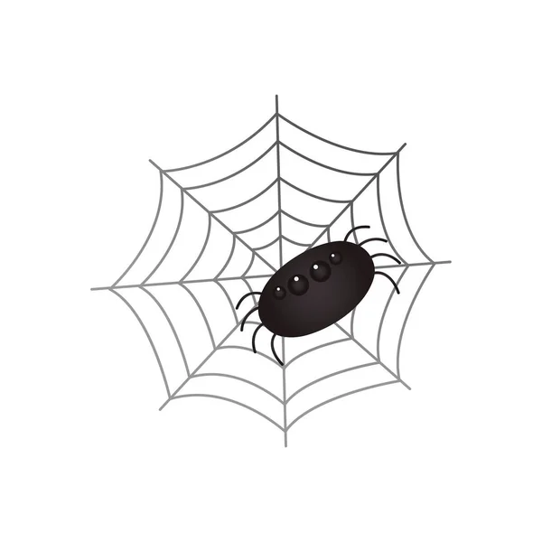 Halloween aranha e teia de aranha, estilo plano — Vetor de Stock