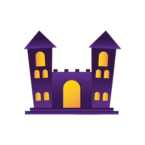 Icône du château d'Halloween, design coloré — Image vectorielle