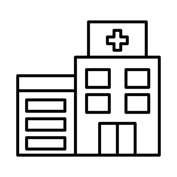 Edificio del hospital icono, estilo de línea — Vector de stock