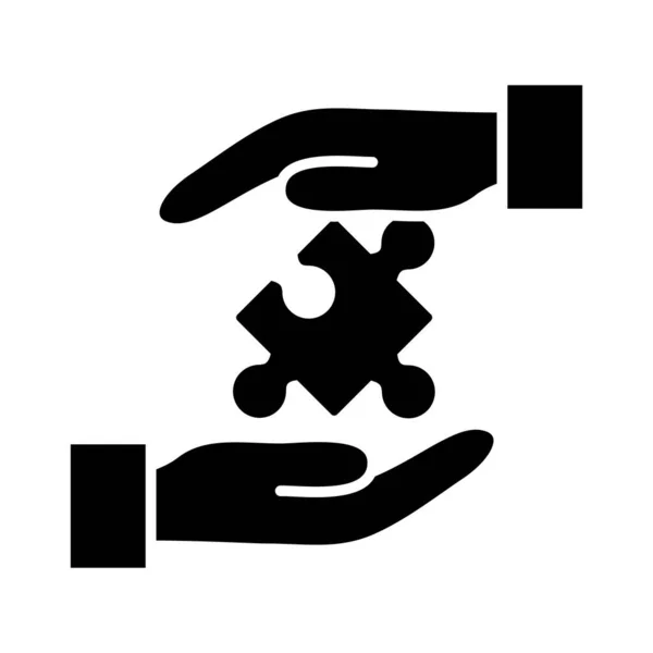 Hnads con icono de la pieza del rompecabezas, estilo de silueta — Vector de stock