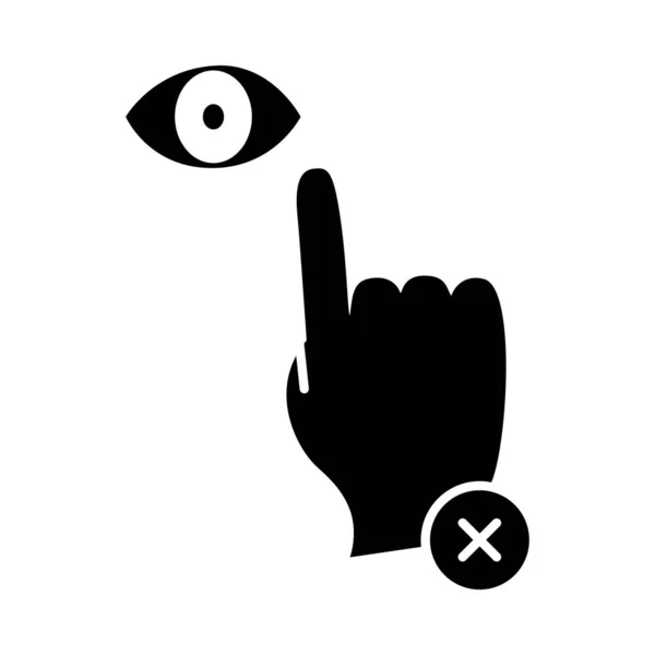 Symbol nie dotykaj oczu dłońmi, styl sylwetki — Wektor stockowy