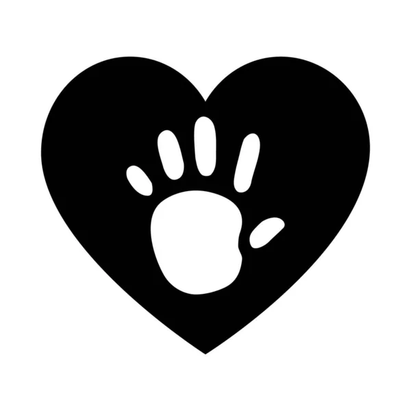 Coeur avec icône enfant, style silhouette — Image vectorielle