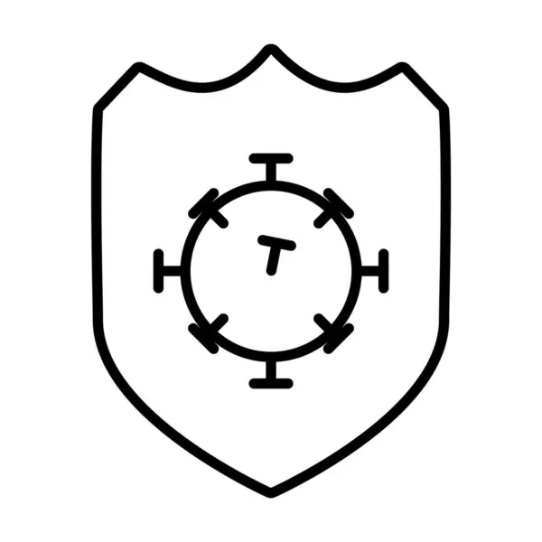 Schild met coronavirus icoon, lijnstijl — Stockvector