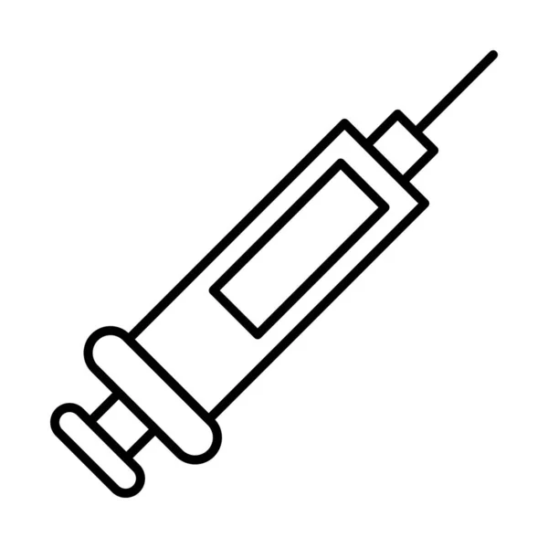 Injectiespuit met bloedpictogram, lijnstijl — Stockvector