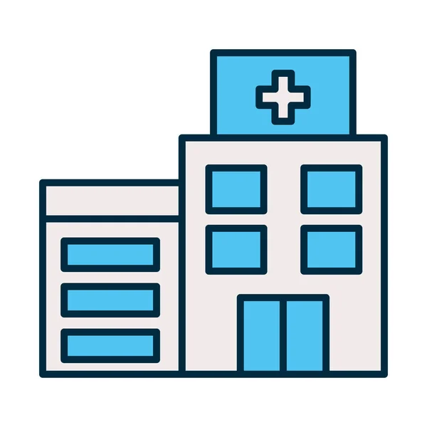 Sjukhus byggnad ikon, linje och fylla stil — Stock vektor