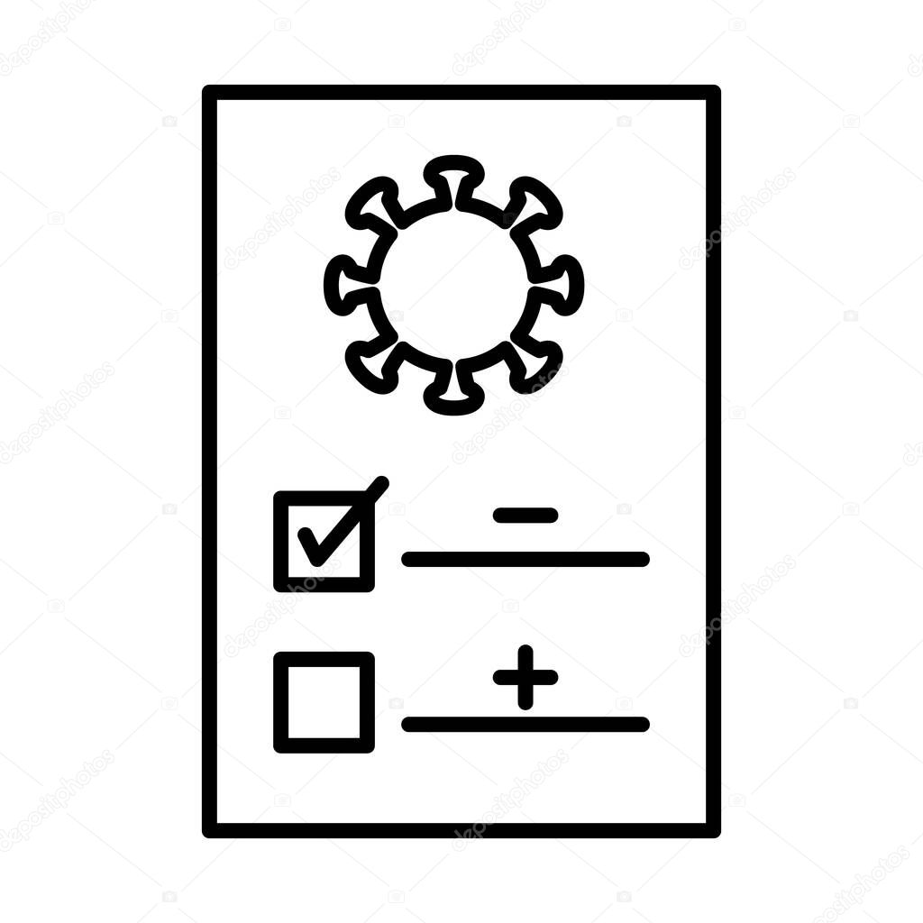 covid test document icon, line style