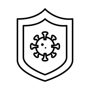 Coronavirus simgesine sahip kalkan, satır biçimi