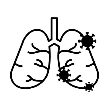 Coronavirus simgesi olan akciğerler, çizgi biçimi