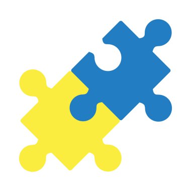 Yapboz parçaları birbirine bağlı, düz stil.