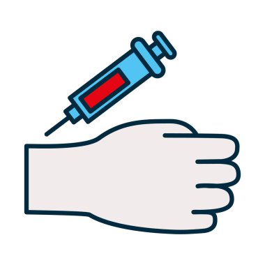 Şırınga ve el simgesi, satır ve doldurma biçimi