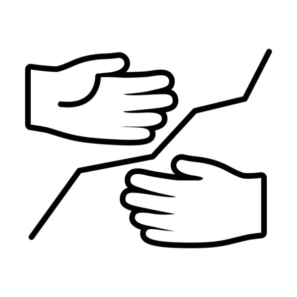 Icona mani umane, stile linea — Vettoriale Stock